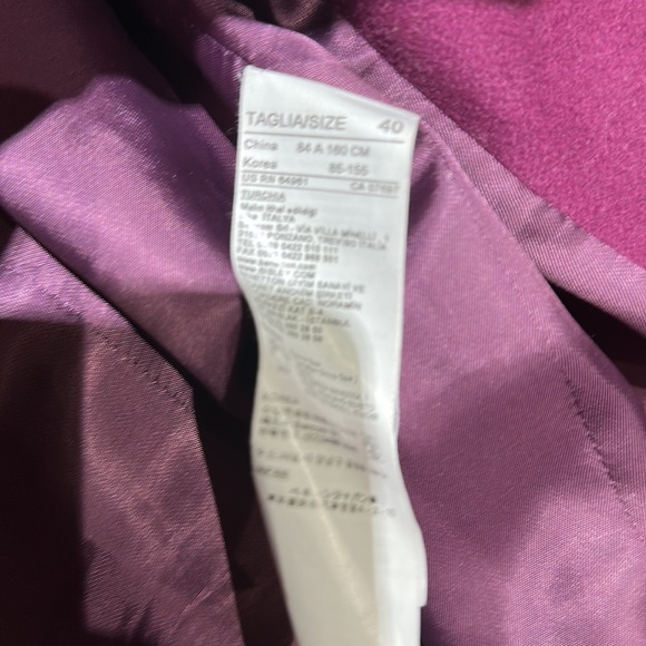 EUC United Colors of Benetton Plum Wool Belted Peacoat sz 40 2US xs - Picture 6 of 8